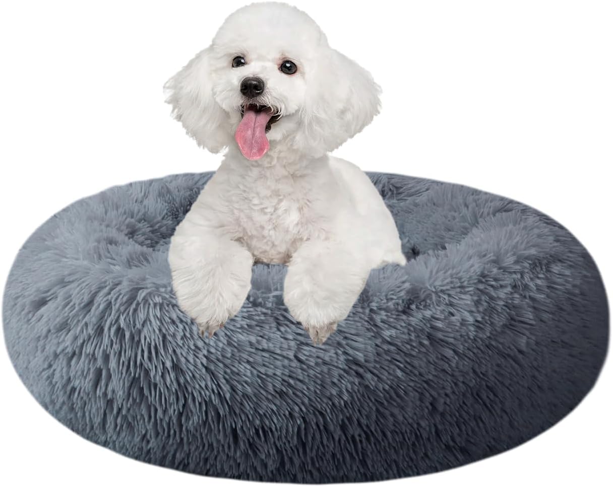 Detalle de Nisrada Rundes Hundebett 50,8 cm – Weich, waschbar, rutschfeste Unterseite