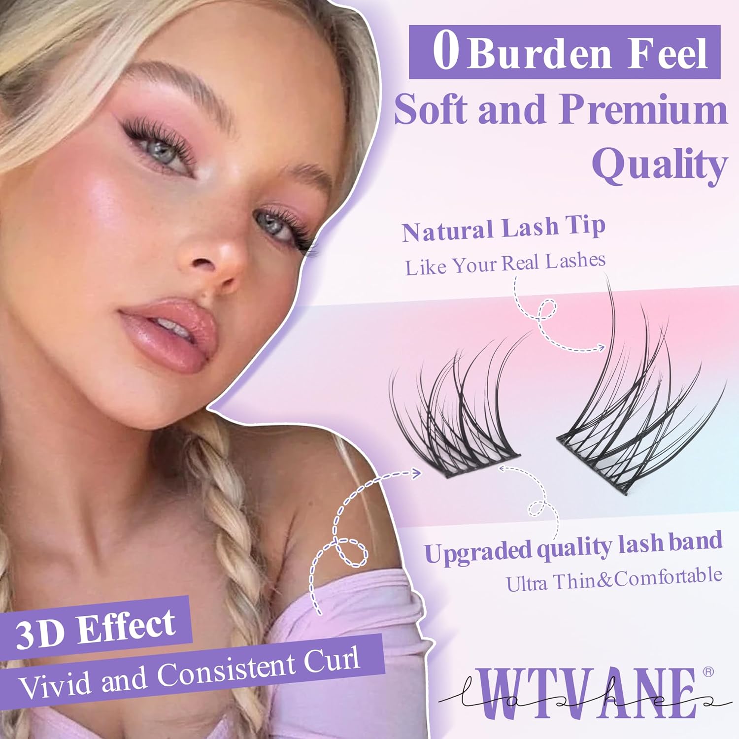Thumbnail 1 de Wispy Lash Clusters Kit Natural Eyelash Clusters Extensions Kit 144pcs by Wtvane