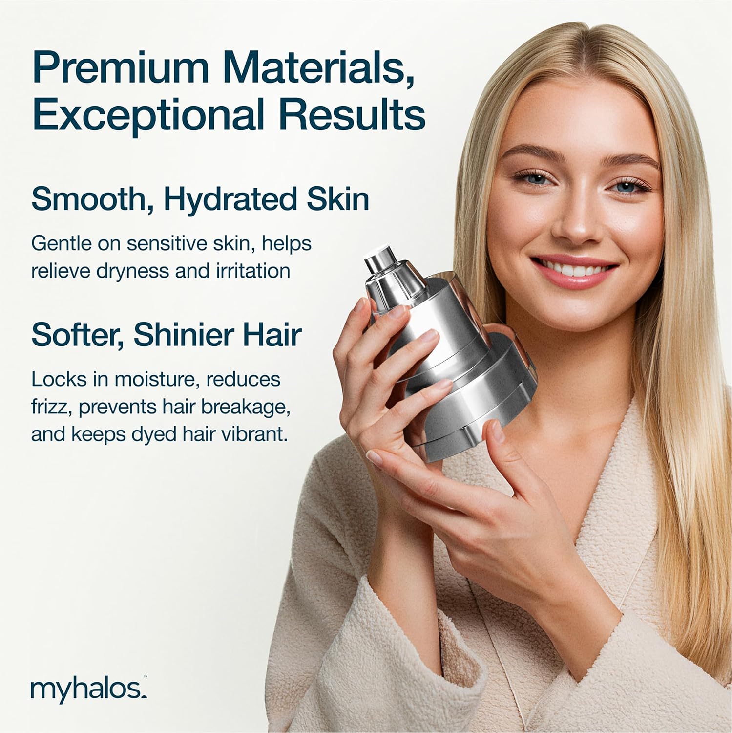 Detalle de MyHalos Shower Filter for Hard Water UK (High Pressure Fixed Filter Shower Head) – Chrome