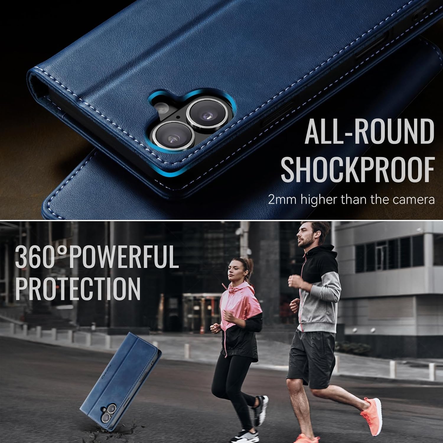 Thumbnail 4 de owlhold für iPhone 17 Klapphülle aus PU-Leder mit RFID-Schutz, Kartenfach und Standfunktion (blau)