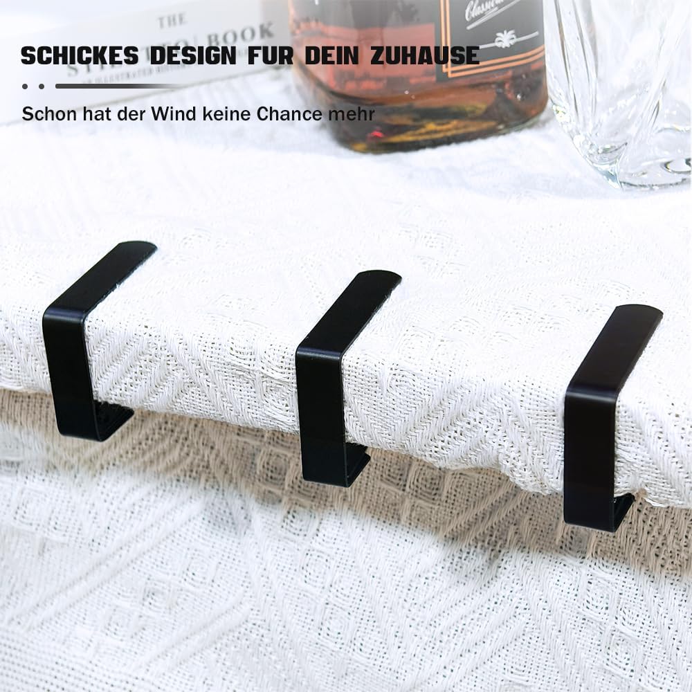 Detalle de Aongray Tischdeckenklammern Edelstahl – 8 Stück, Schwarz, Tischclips für Plattenstärke bis 3 cm