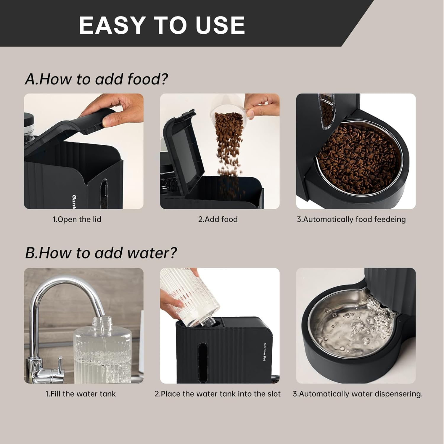 Thumbnail 5 de Gardner Pet 2 in 1 Cat Feeder and Water Dispenser 6L