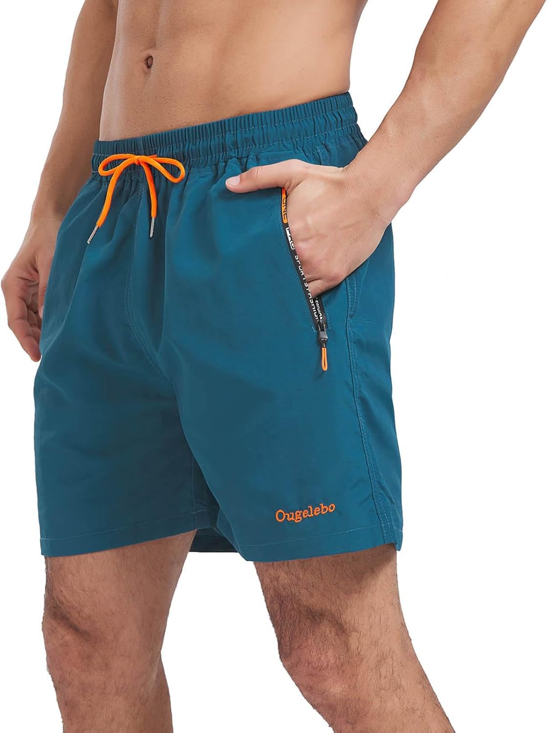 Thumbnail 5 de Ougelebo Mens Swimming Shorts with Zip Pockets