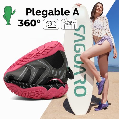 Detalle 2 de SAGUARO Vitality IV: zapatillas barefoot para hombre y mujer con puntera amplia y suela cero caída (color rosa rojizo, talla 36)