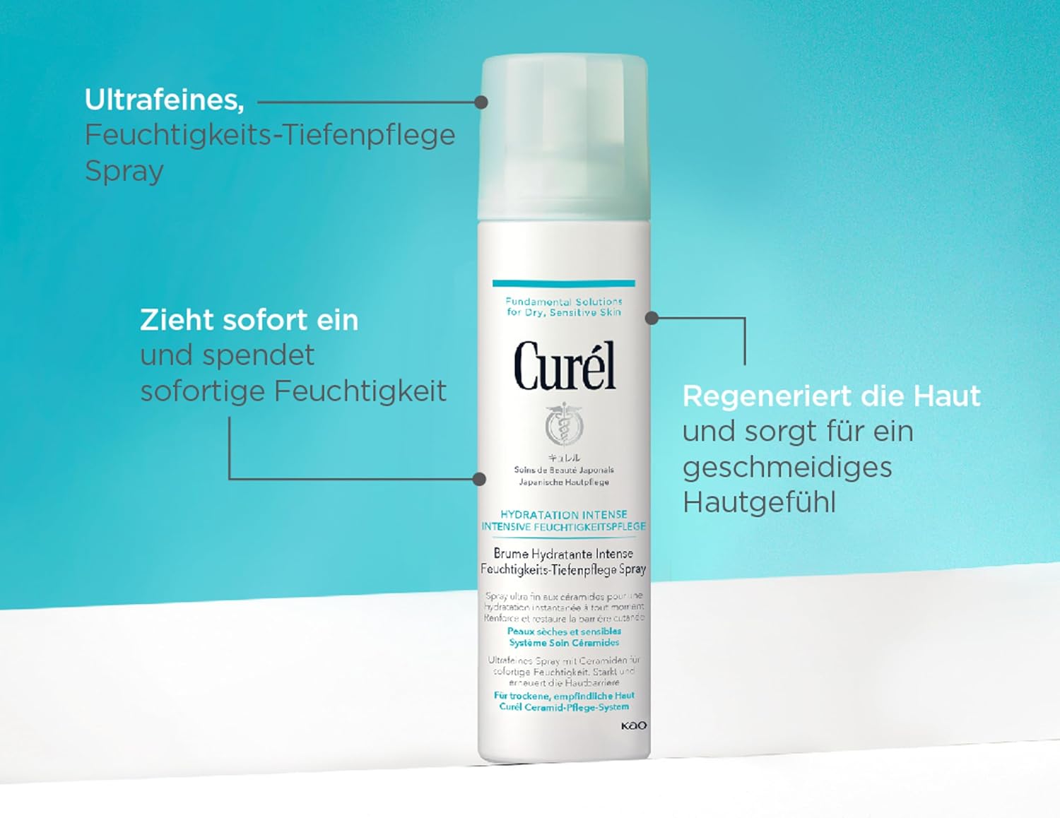 Detalle de Curél Feuchtigkeits-Tiefenpflege Spray – Ultrafeines Spray mit Ceramiden, stärkt die Hautbarriere