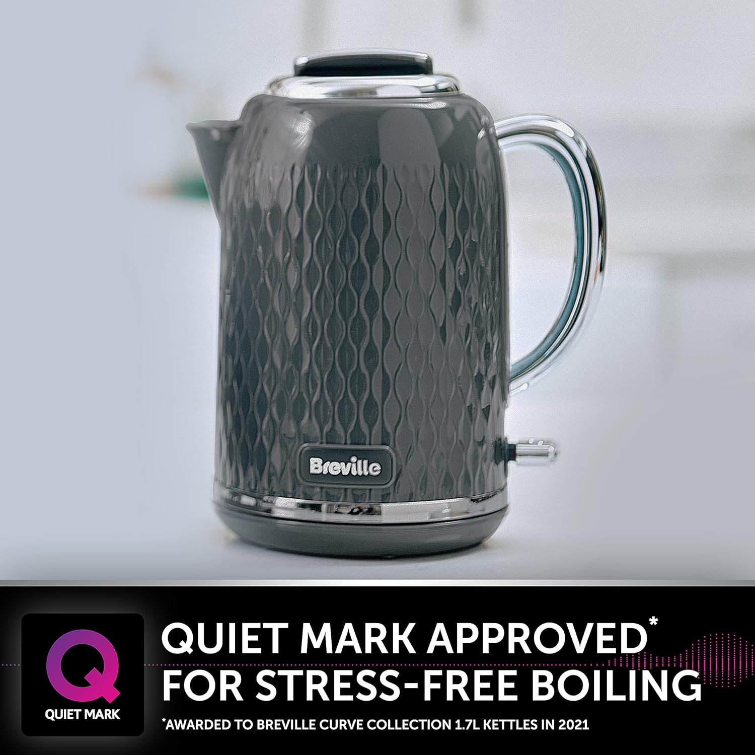 Thumbnail 1 de Breville Curve Electric Kettle (VKT227) – 1.7 L, 3 kW fast boil, grey & chrome