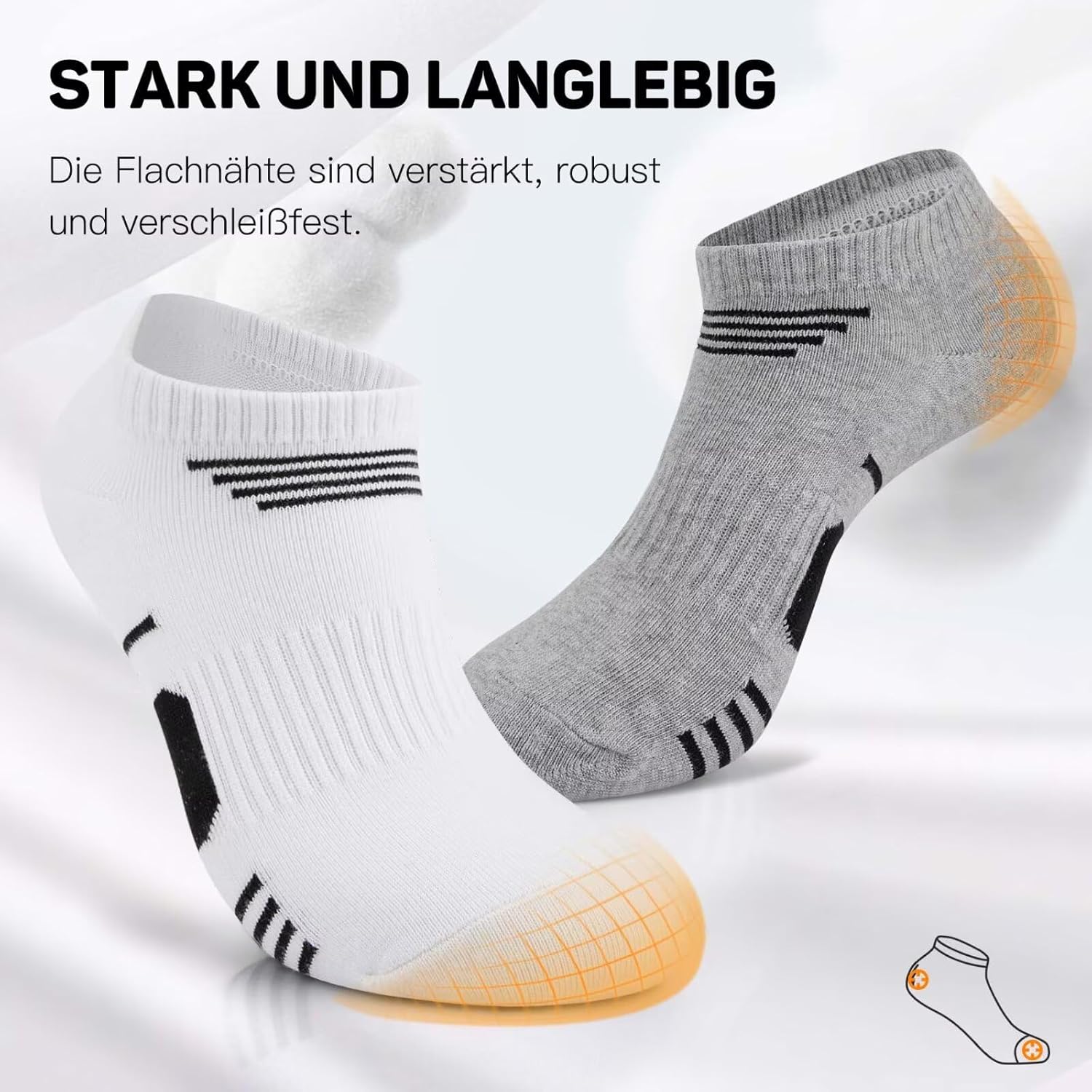 Detalle de NUOZA Sneaker Socken 10 Paar – Baumwolle, atmungsaktiv, für Herren und Damen (Größen 35–50)