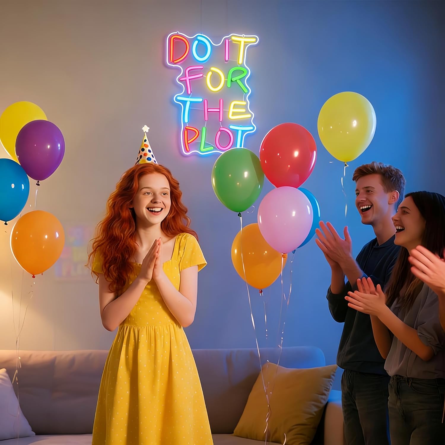 Detalle de Do It For The Plot Neon Schild – LED Neon Sign 40×28 cm, USB betrieben