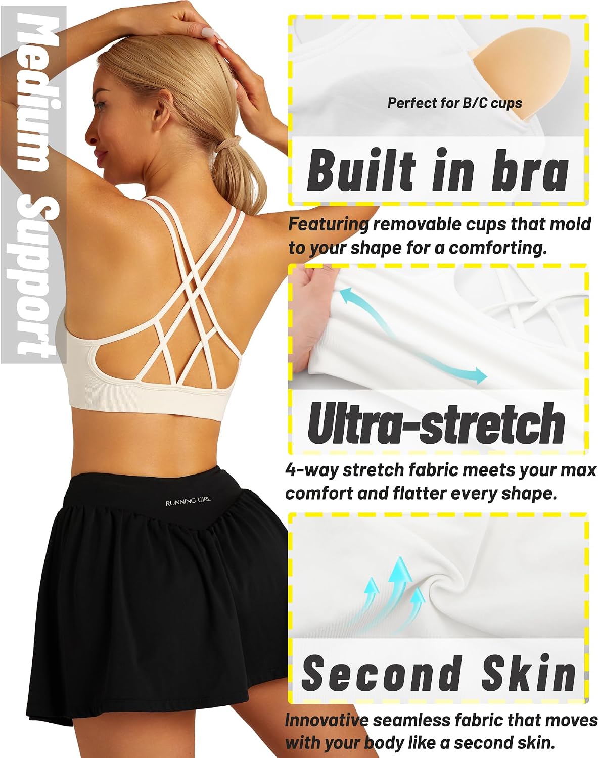 Detalle 1 de Running Girl criss cross sports bra pack
