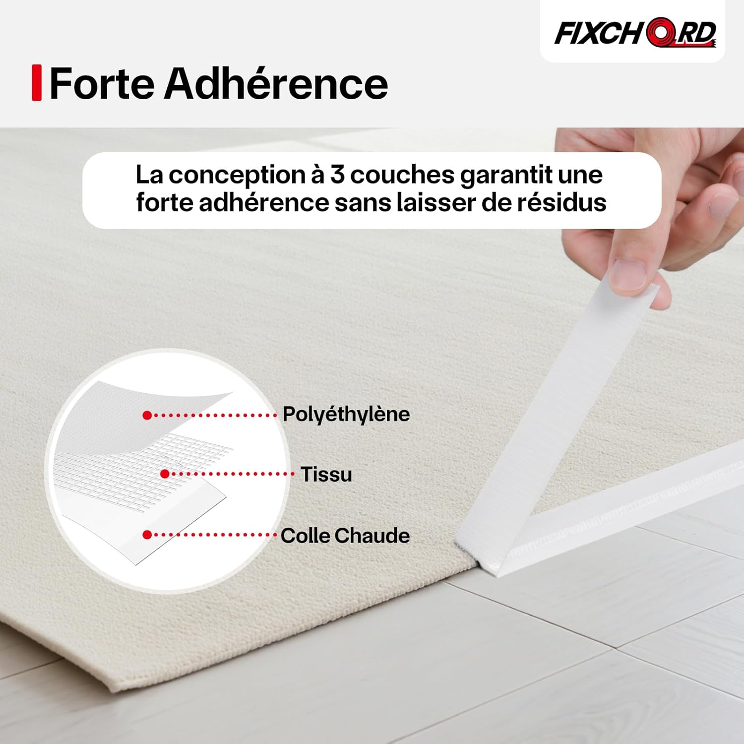 Thumbnail 2 de FIXCHORD Ruban Adhésif Toilé 25 mm × 50 m — Duct Tape extra fort, imperméable