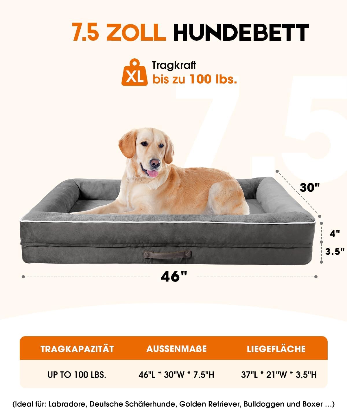 Thumbnail 3 de Upvilla Orthopädisches Hundebett 117×76×19 cm