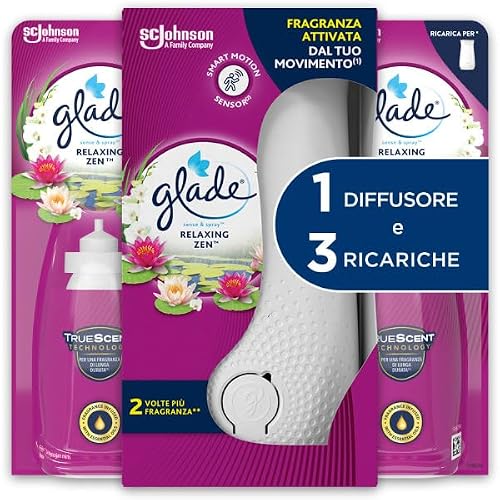 Glade Sense & Spray Relaxing Zen — Diffusore per ambienti a sensore, base 1 + 3 ricariche