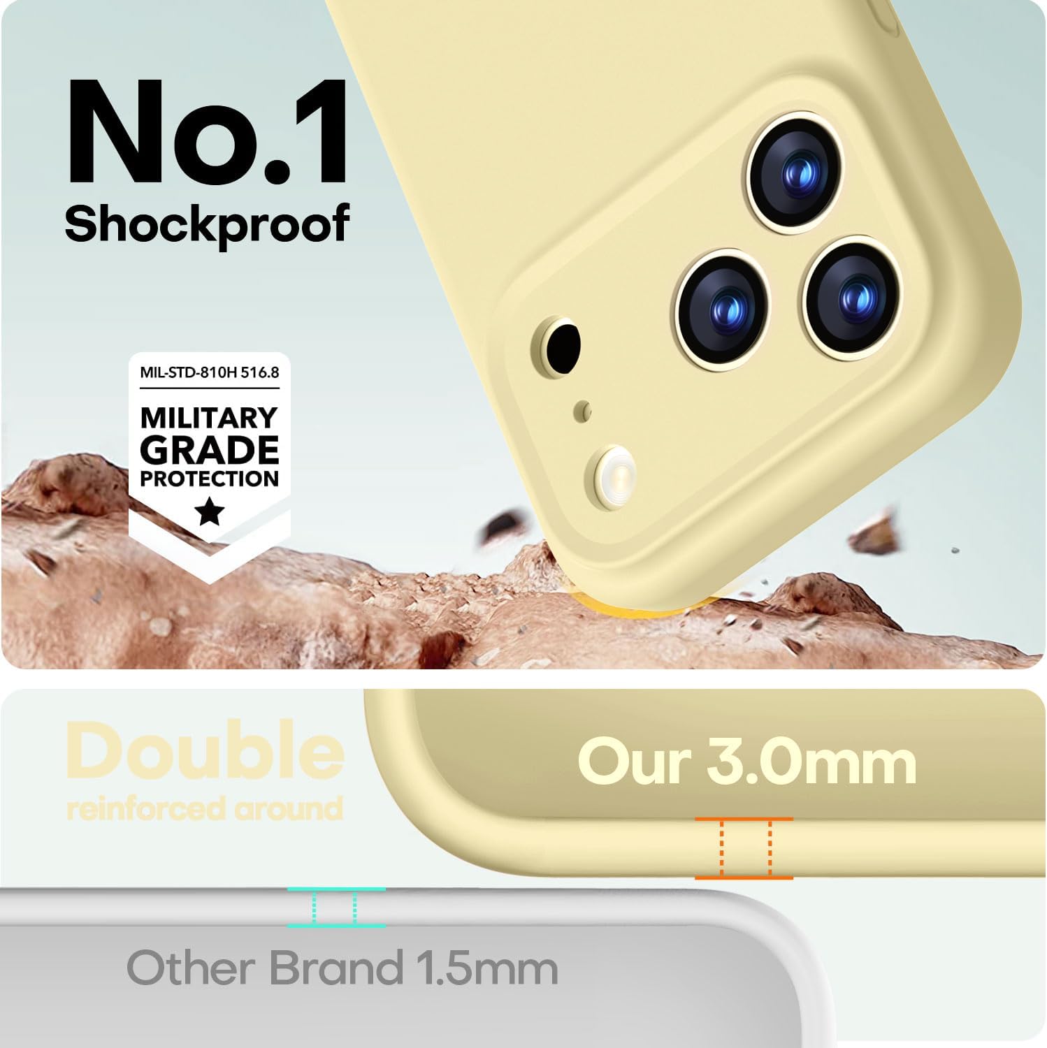 Thumbnail 2 de LOVE 3000 Designed for iPhone 17 Pro Case (6.3") — Premium Silicone Creamy Yellow with MagSafe