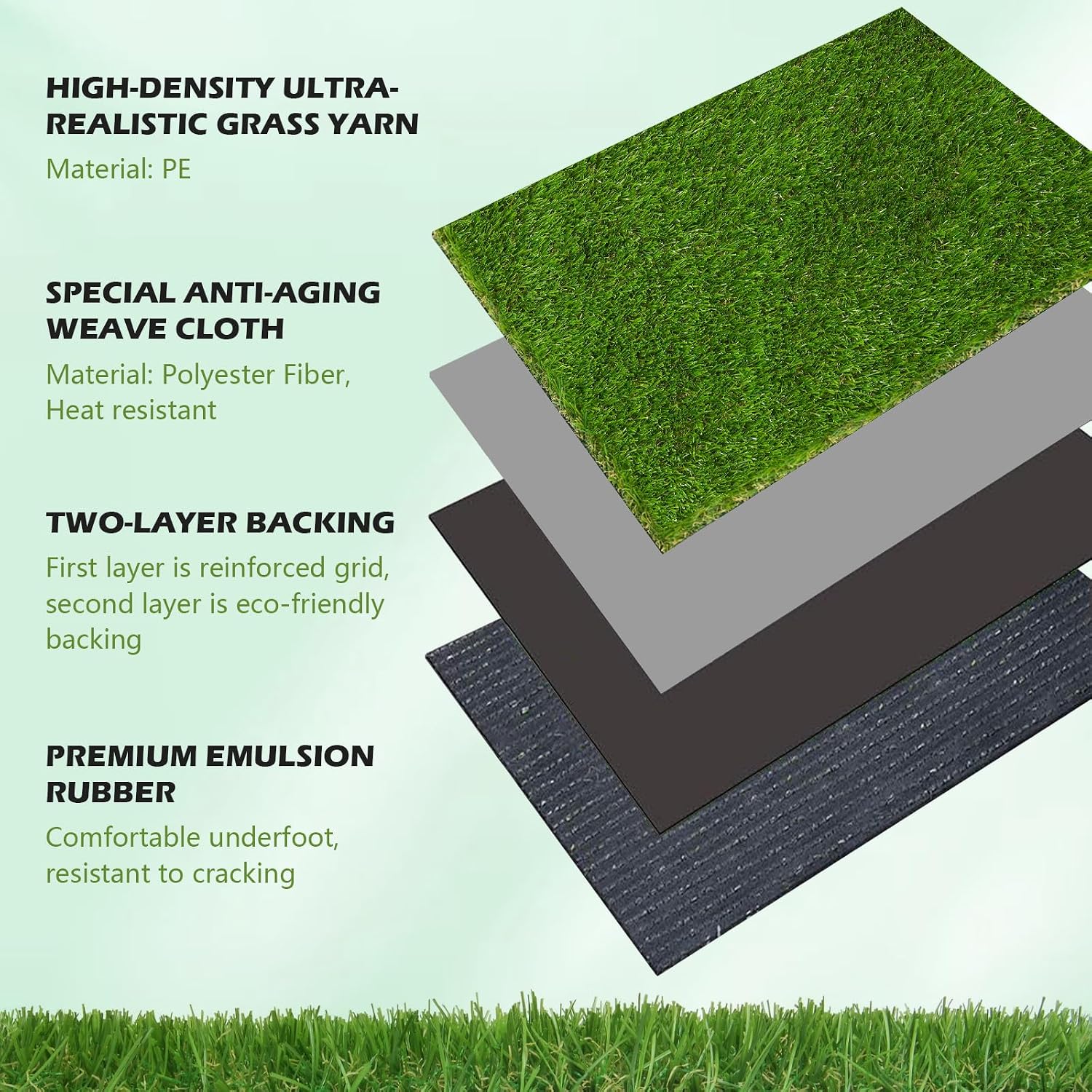 Detalle 2 de PENFHF PF-35MM0406-PF Artificial Turf Rug, 4 FT × 6 FT, 1.38-Inch Pile
