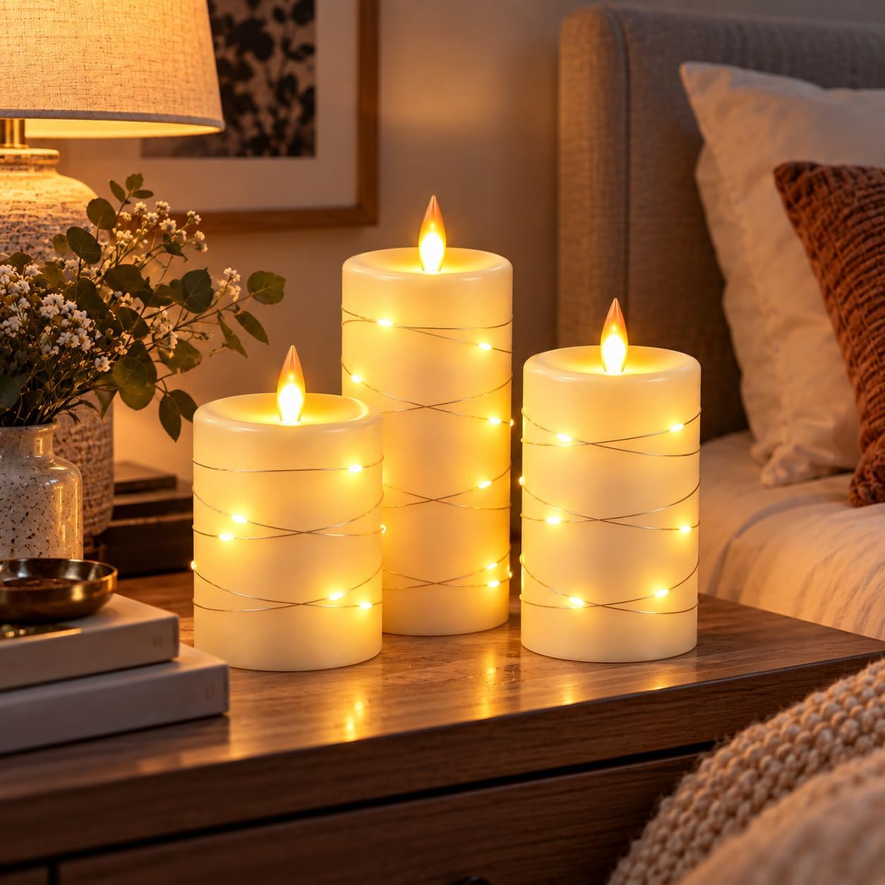 Detalle 2 de Da by Z-3 Flameless LED Candles, Real Wax, Ivory with Copper Lights