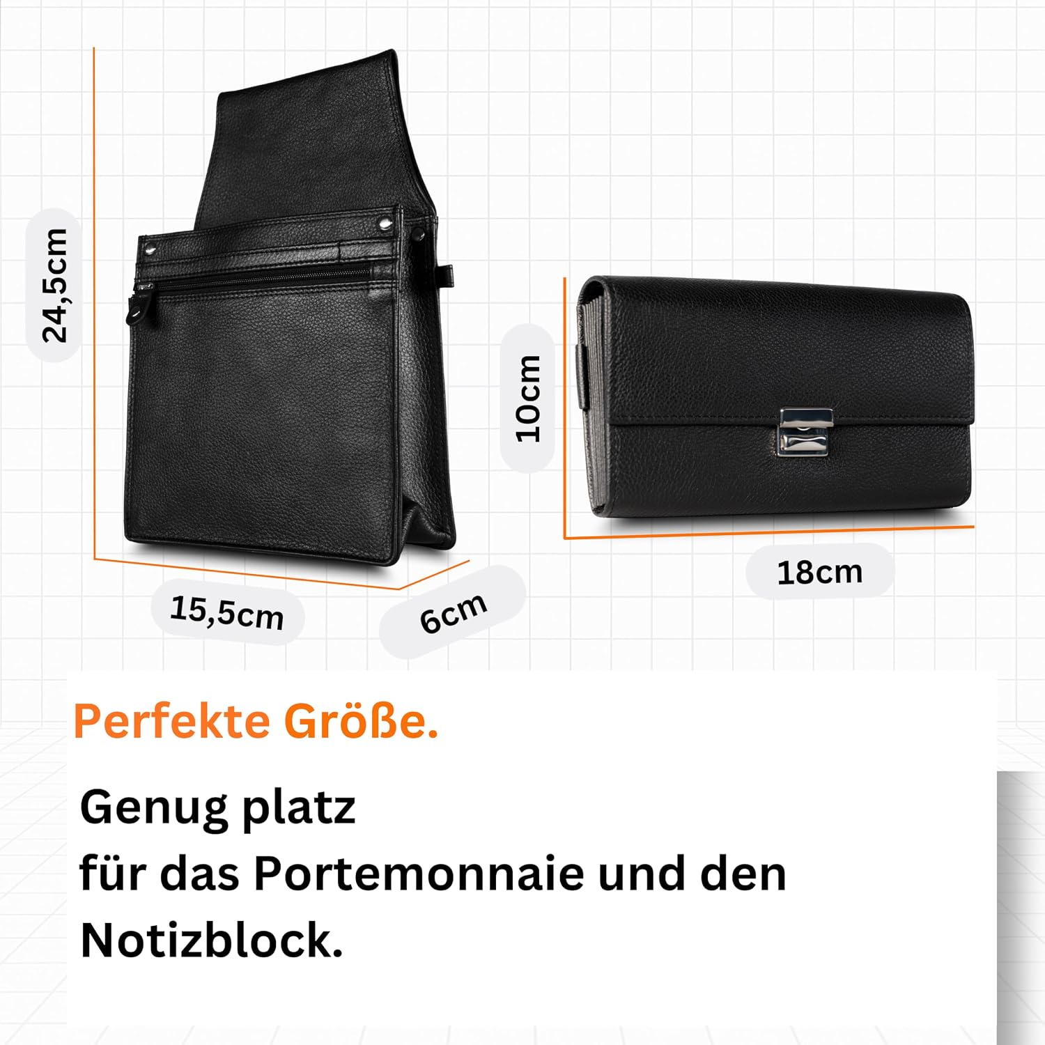 Detalle de Kellnerset aus Echtleder – Kellner Geldbörse mit 6 Scheinfächern & Premium Kellnertasche