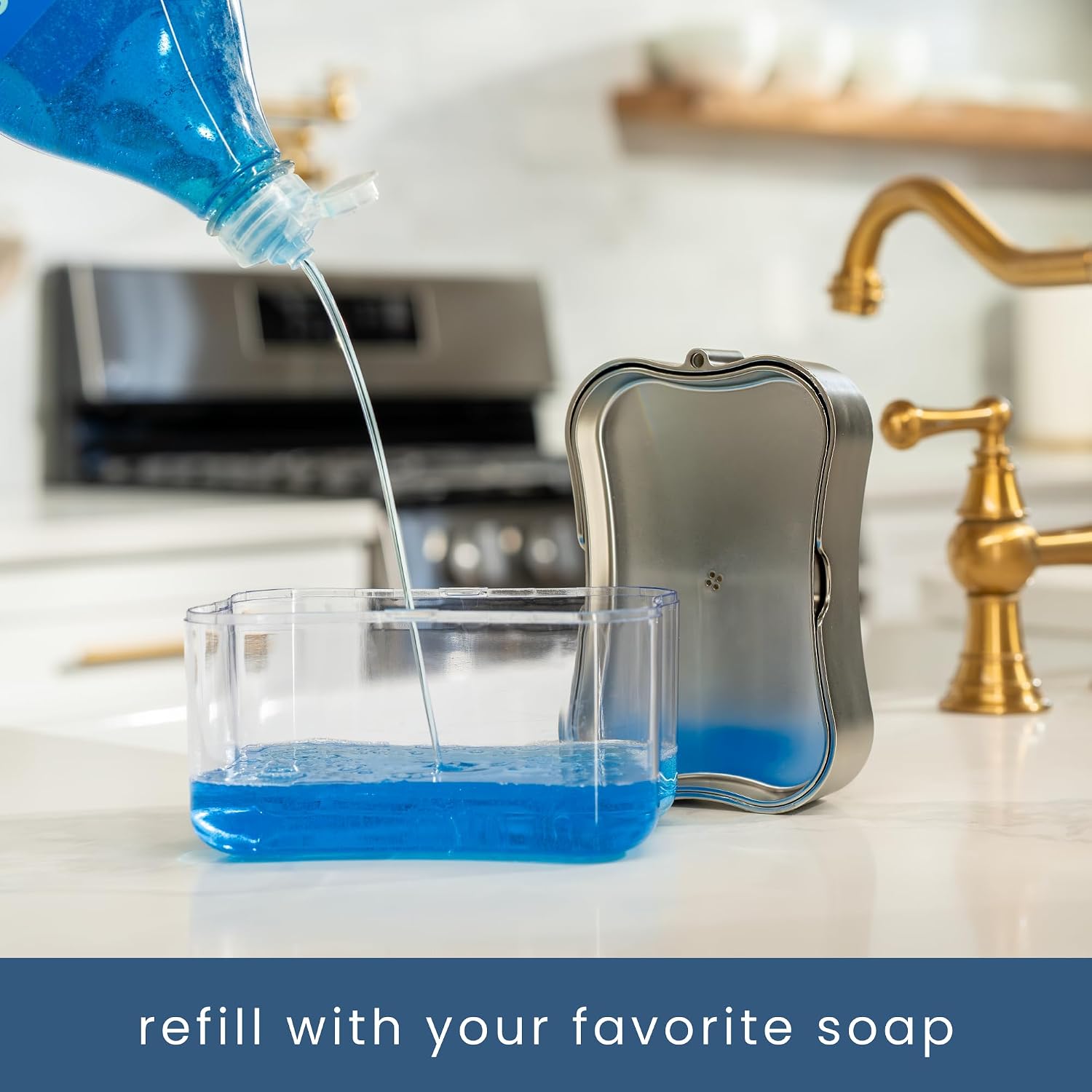 Thumbnail 2 de S&T INC. Dish Soap Dispenser and Sponge Holder for Kitchen Sink — Metallic Silver, 13 Ounces