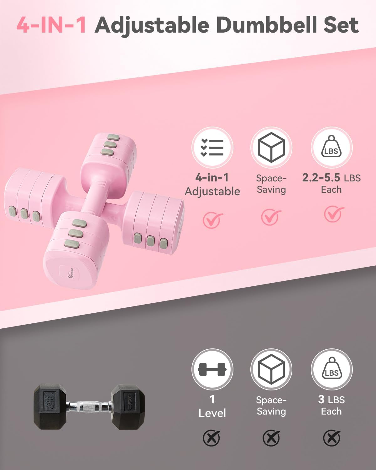Detalle 2 de Srsrana 2-in-1 Adjustable Dumbbell & Kettlebell Set, Quick-Change Weights