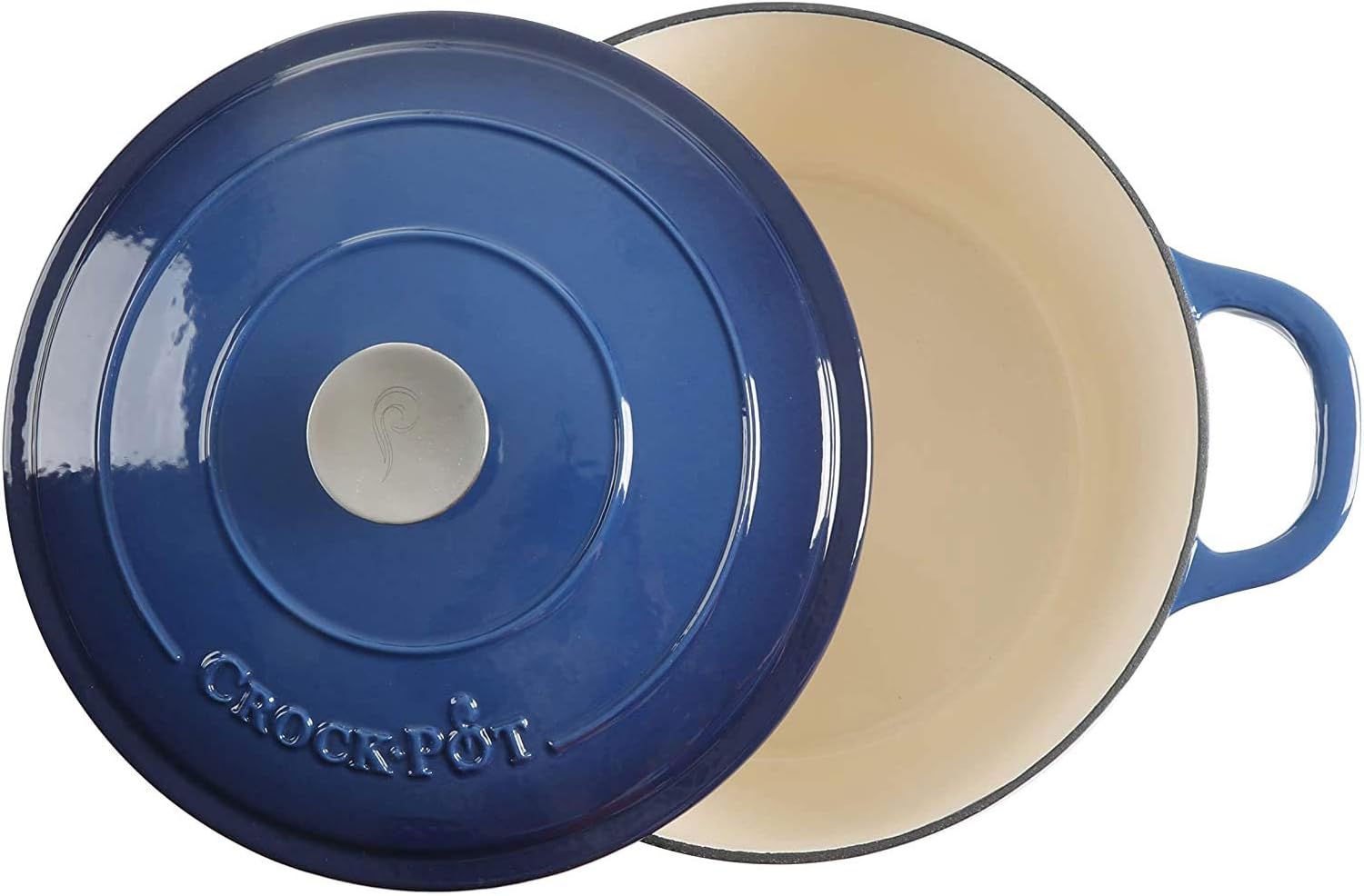 Detalle 2 de Crock-Pot Artisan 7-Quart Round Enameled Cast Iron Dutch Oven – Sapphire Blue