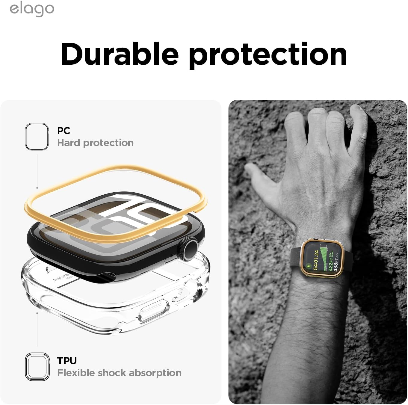 Detalle de elago Cover Duo compatibile con Apple Watch 11/10 da 42 mm – protezione completa con cover intercambiabile