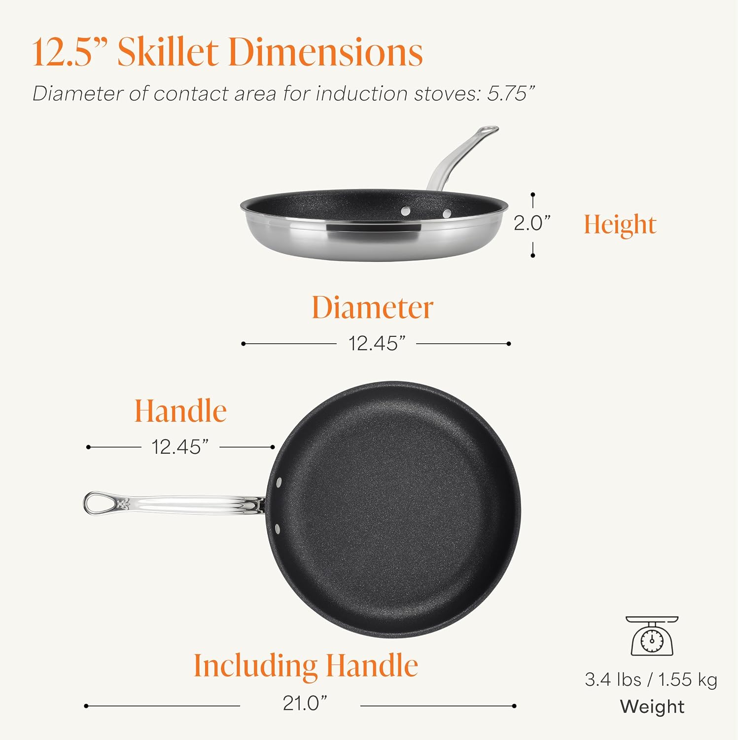 Detalle de Hestan ProBond Forged TITUM 12.5-Inch Clad Stainless Steel Nonstick Frying Pan (Induction Compatible, PFOA-Free)