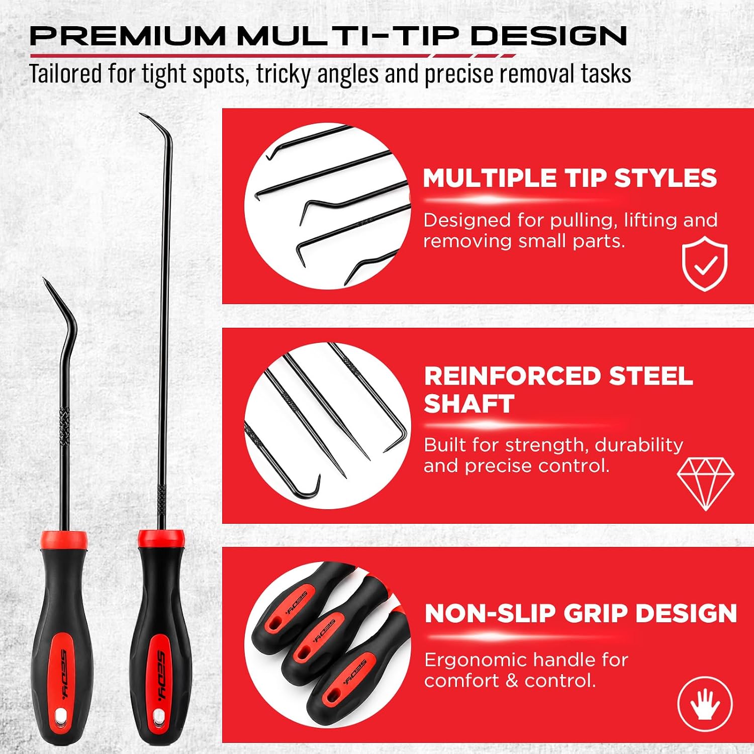 Detalle de SEDY 86808 14-Piece Pick and Hook Tool Set with Long and Mini Picks
