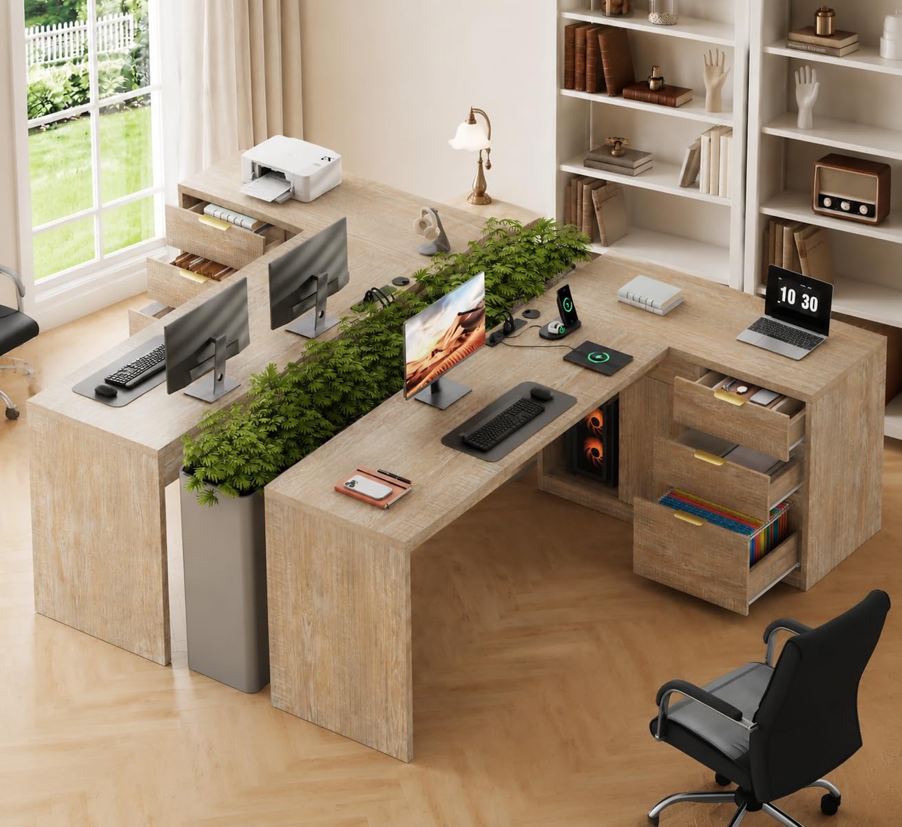 Detalle de Homiflex L-Shaped Executive Desk, 78.7-inch