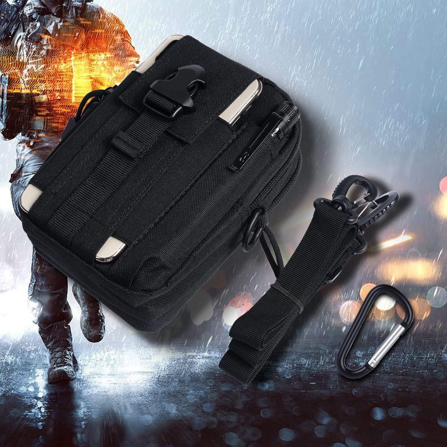 Detalle 2 de flintronic Bolsa Cintura Táctica 18,2×11,9×5 cm