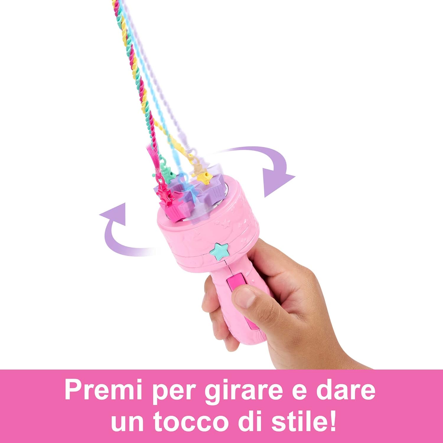 Detalle de Barbie Dreamtopia Chioma da Favola: bambola con extension arcobaleno e accessori per lo styling (JCW55)