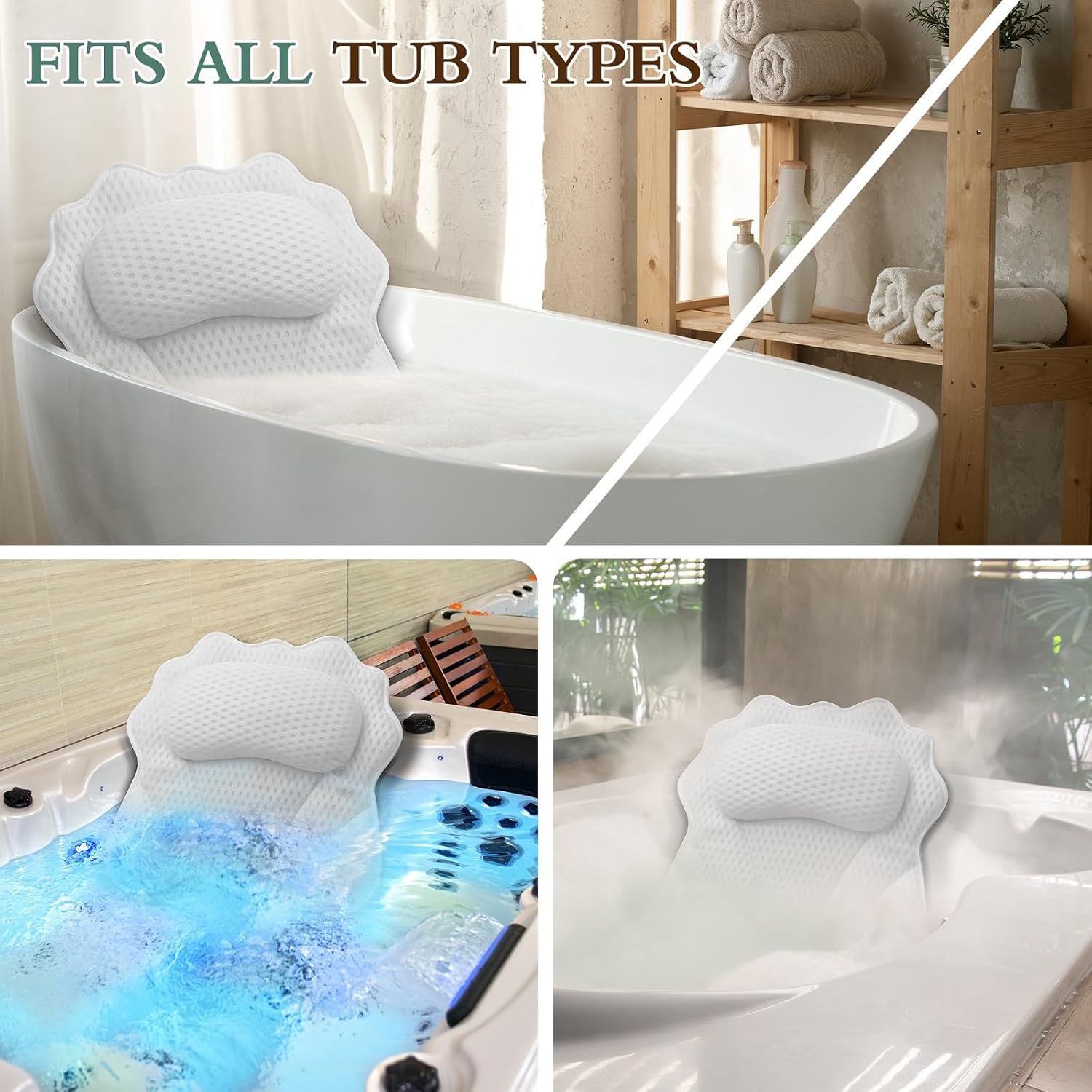 Thumbnail 6 de RUVINCE Bath Pillow Ergonomic with 6 suction cups