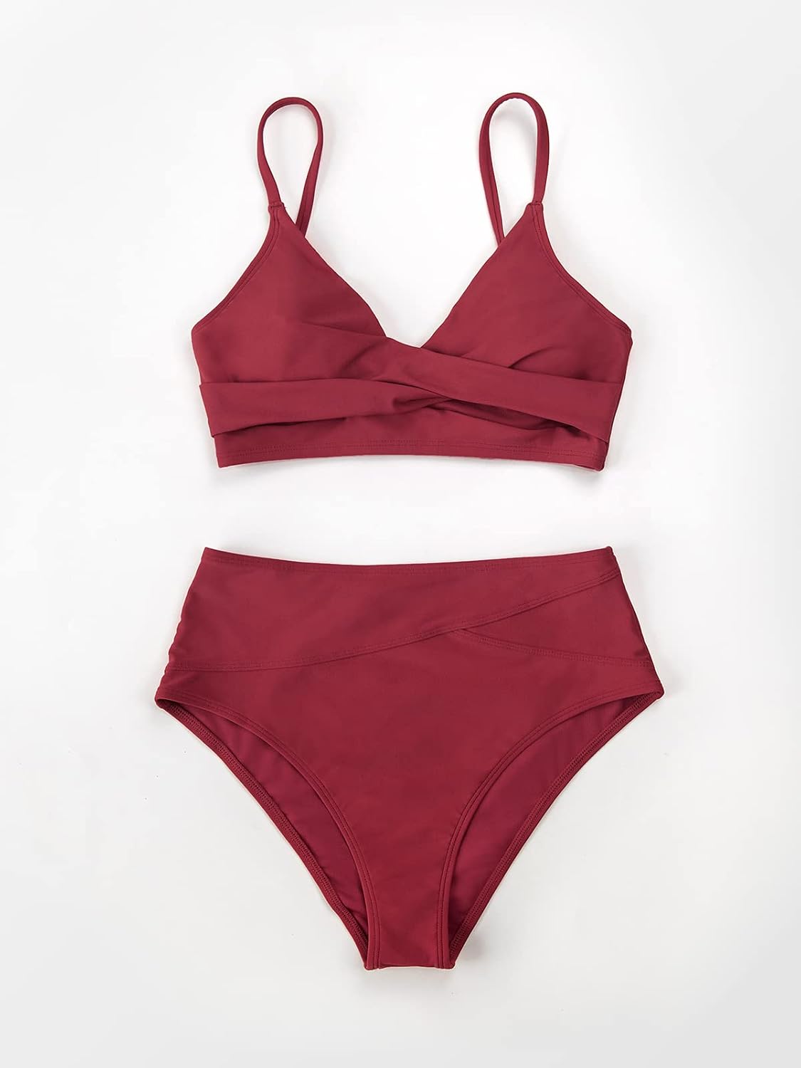 Detalle de CUPSHE Damen Bikini Set Crossover Bustier High Waist – Eleganter Zweiteiler für Strand & Pool