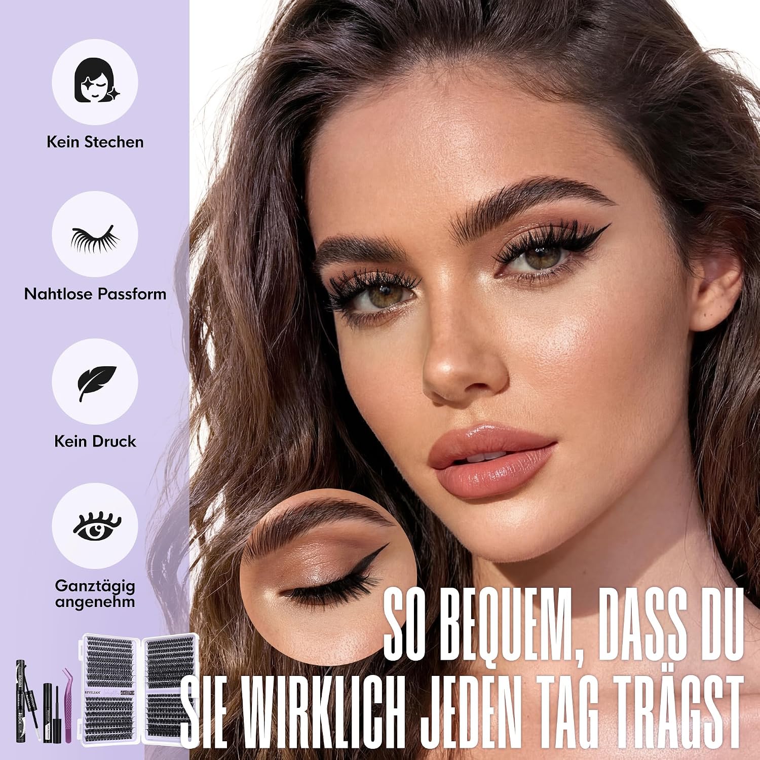Thumbnail 5 de BEYELIAN Cluster-Wimpern-Set 608-teilig: 4 Styles (60D–120D) für DIY Lashes mit Kleber, Entferner und Pinzette