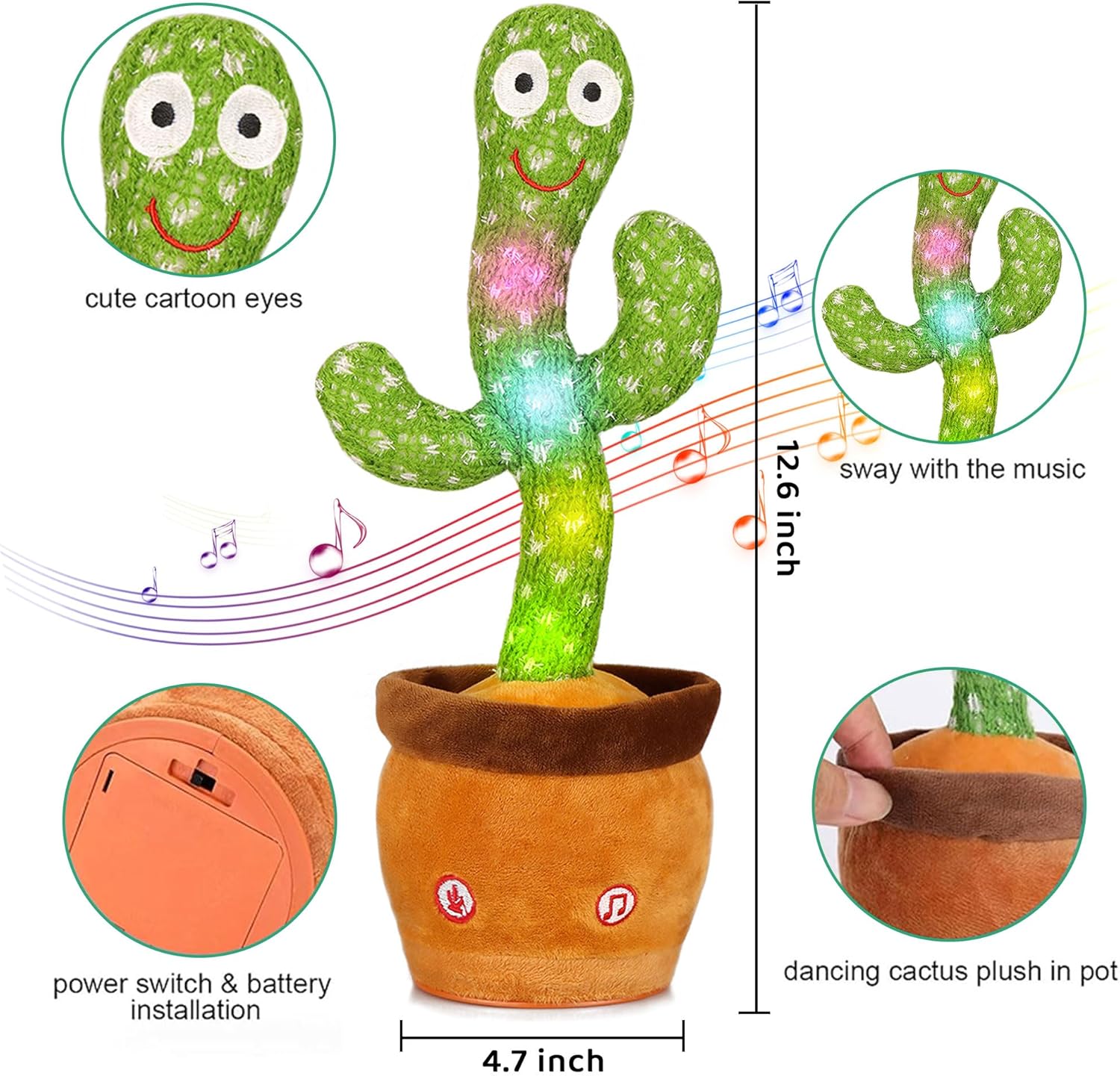Thumbnail 2 de Edencomer Dancing Talking Cactus Toy