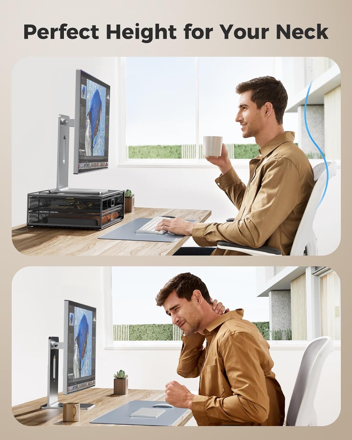 Thumbnail 5 de HUANUO Monitor Stand with 2 Drawers, supports 18 kg 🖥