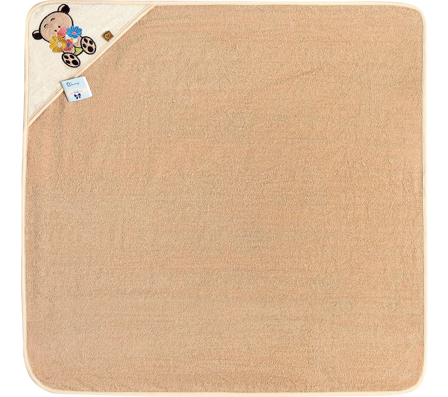 Detalle 2 de Be Mammy Kapuzenhandtuch fürs Baby aus Baumwolle (100 x 100 cm), Beige – Bär