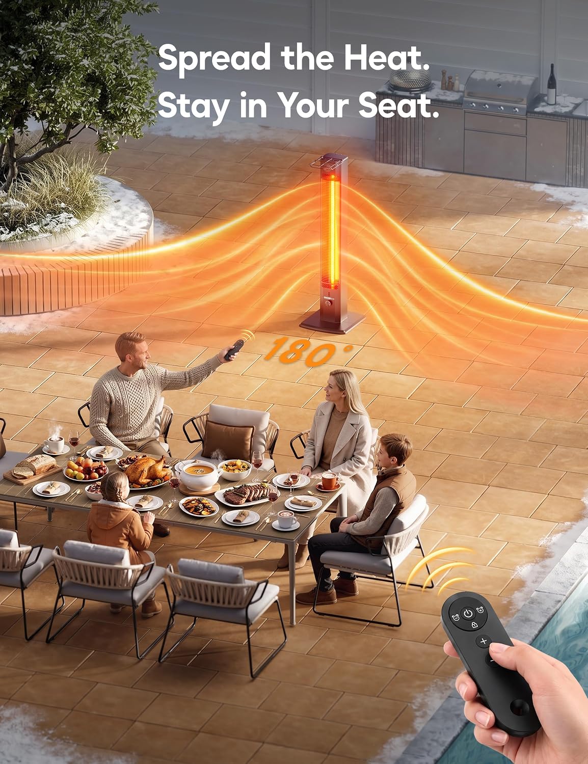 Detalle de AEROZY Solara SH04UH Infrared Patio Heater, 1,500W, 60° Oscillation