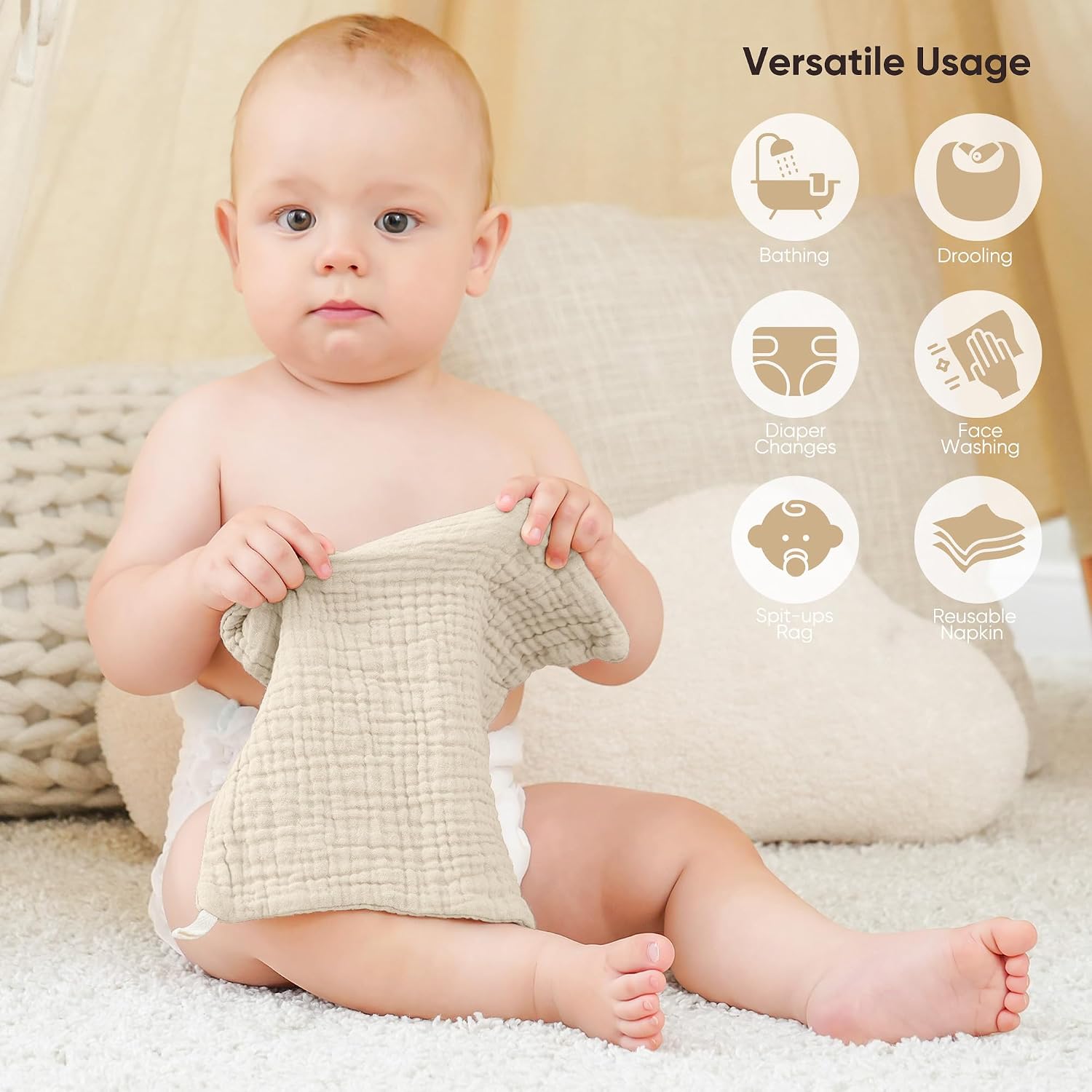 Thumbnail 1 de Bearmoss 25 x 25cm Muslin Burp Cloths
