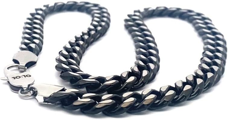 Detalle de 10:10 Collana da Uomo in Acciaio Inox – Catena Cubana Grumetta con Rivestimento PVD