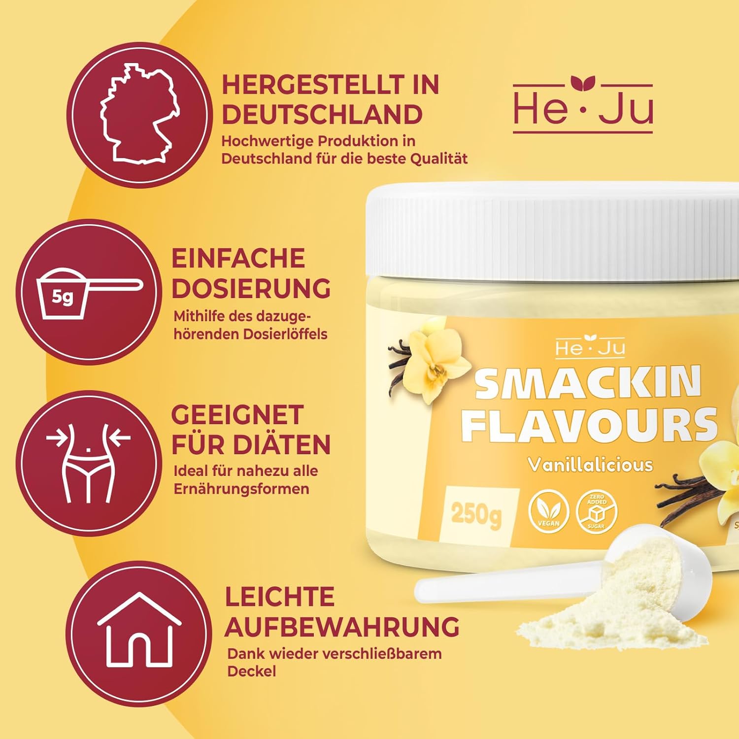Detalle 2 de He-Ju Flavour Pulver Vanille 250g 🍨