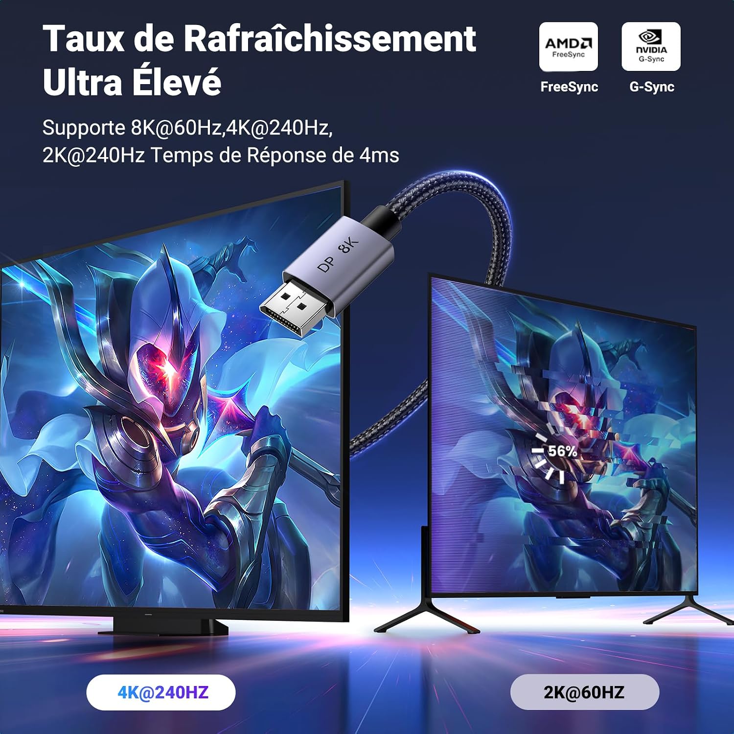 Detalle de UGREEN Câble DisplayPort 1.4 2M 8K@60Hz