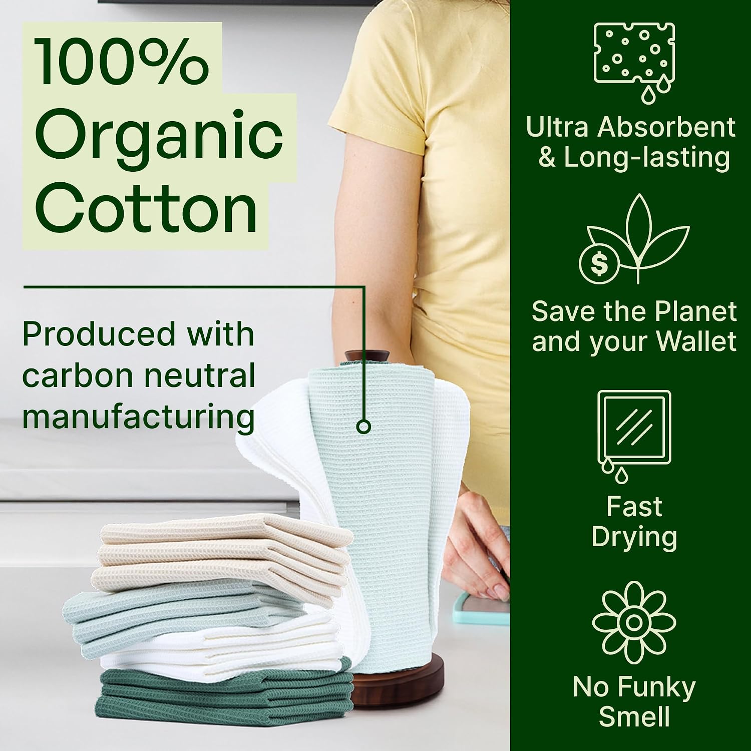 Thumbnail 3 de mioeco Reusable Kitchen Paper Towels, 24-Pack