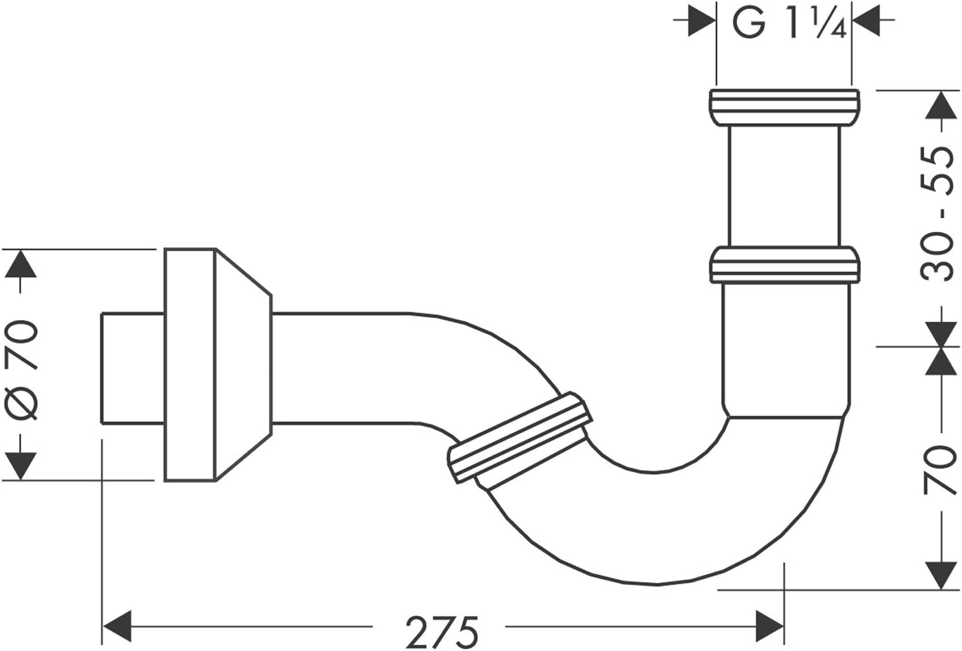 Thumbnail 1 de Hansgrohe HG bidet P-trap 5/4\" chrome