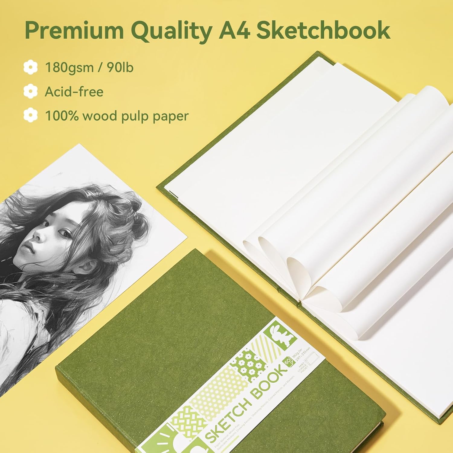 Thumbnail 3 de Arrtx carnet de croquis A4 - 60 feuilles, papier 180 g/m², reliure dos libre