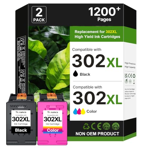 Tiorumcs 302 XL Cartuchos para HP 302 XL Negro y Color (2-Pack) compatibles, HP Envy 4520/4524