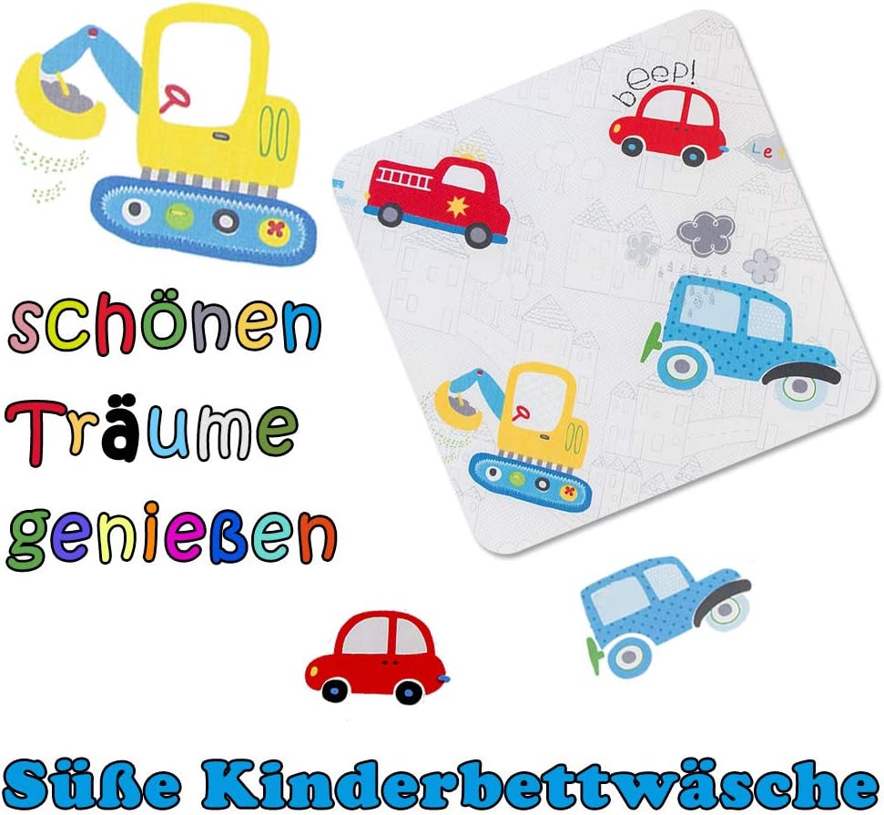 Thumbnail 4 de KEAYOO Kinderbettwäsche 100 x 135 cm aus 100% Baumwolle mit Autos-Muster (2-teilig)