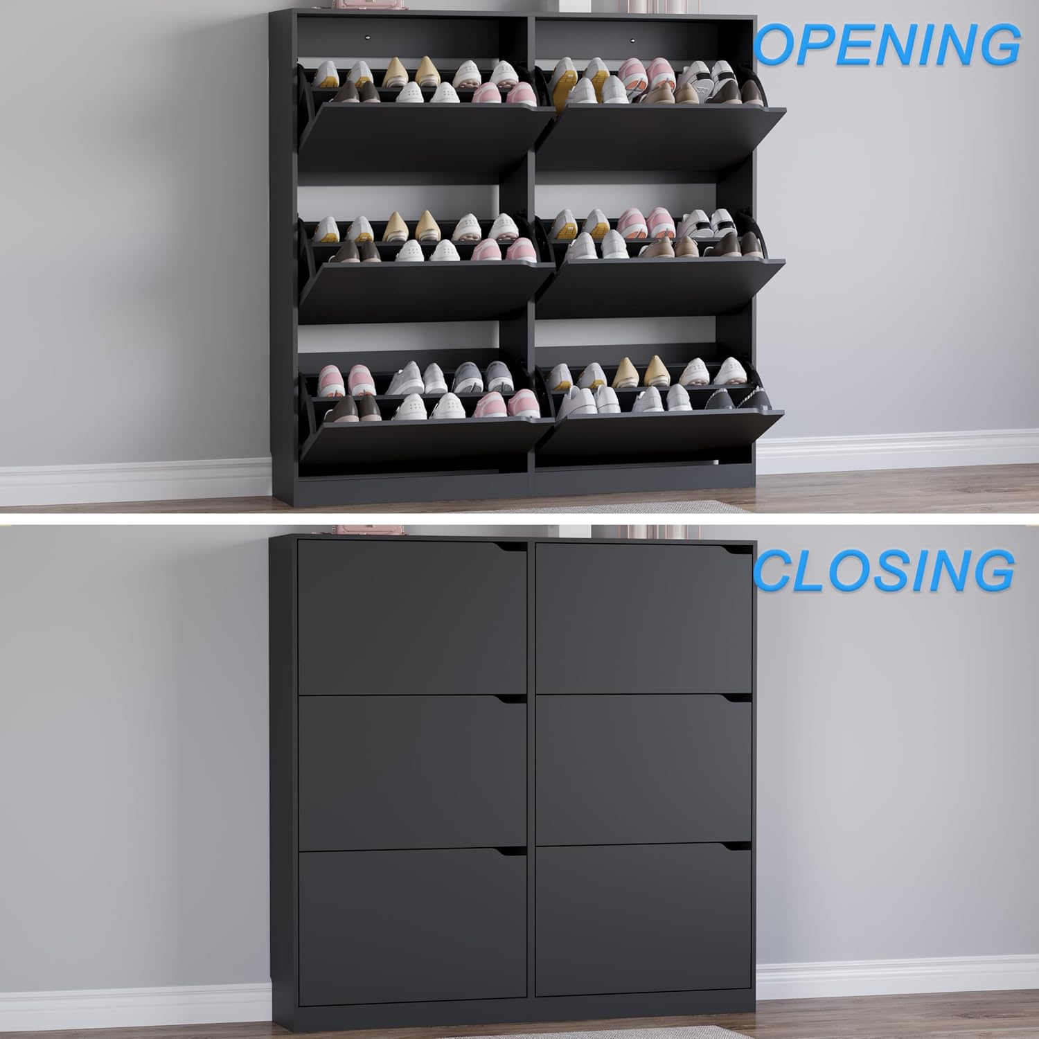 Thumbnail 4 de BORNOON 6-Drawer Shoe Cabinet with Slim Freestanding Flip-Drawer Storage