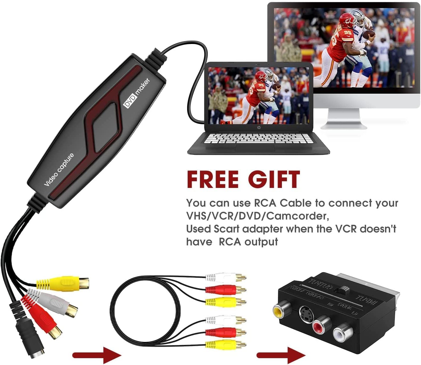 Thumbnail 3 de DIGITNOW! Video Capture Card – Convert Hi8 VHS to Digital (Windows & Mac) with SCART/AV Adapter