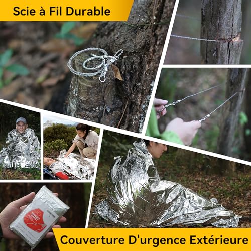 Detalle 2 de Graxury 14 en 1, trousse de survie avec lampe, couverture et outils multifonctions