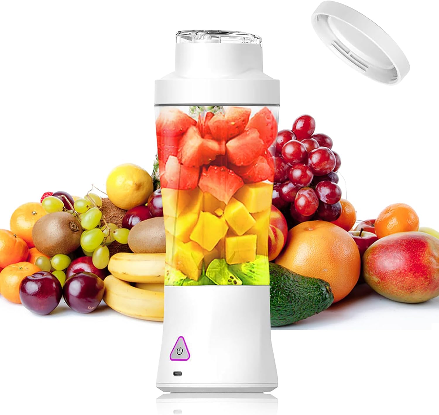 Detalle de Smoothie Maker Tragbarer Mixer/Blender 700 ml – BPA-frei, 6000 mAh Akku, Weiße Ausführung