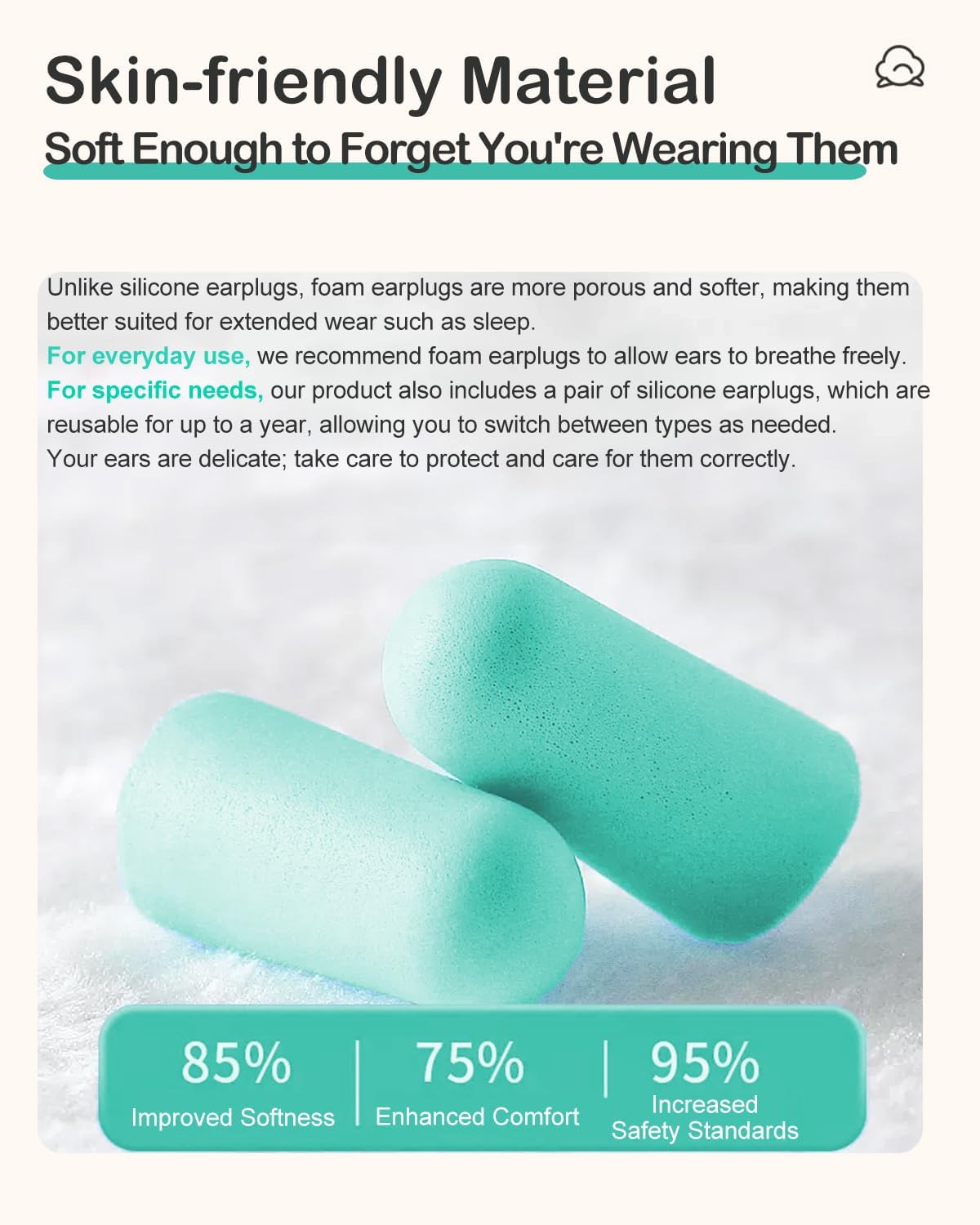 Detalle de VeoryFly soft foam earplugs, 38 dB